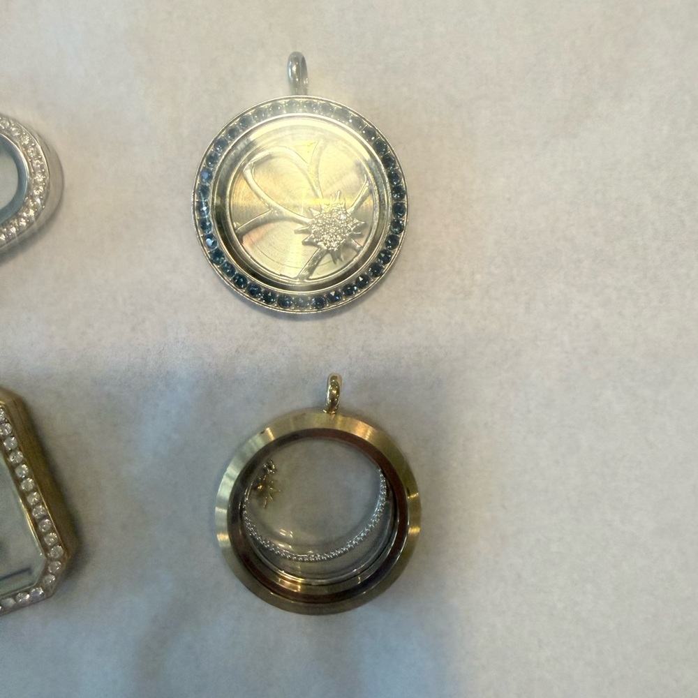 7 Origami Owl Gold and Silver Floating Locket Charms with Crystal Accents - Picture 5 of 12